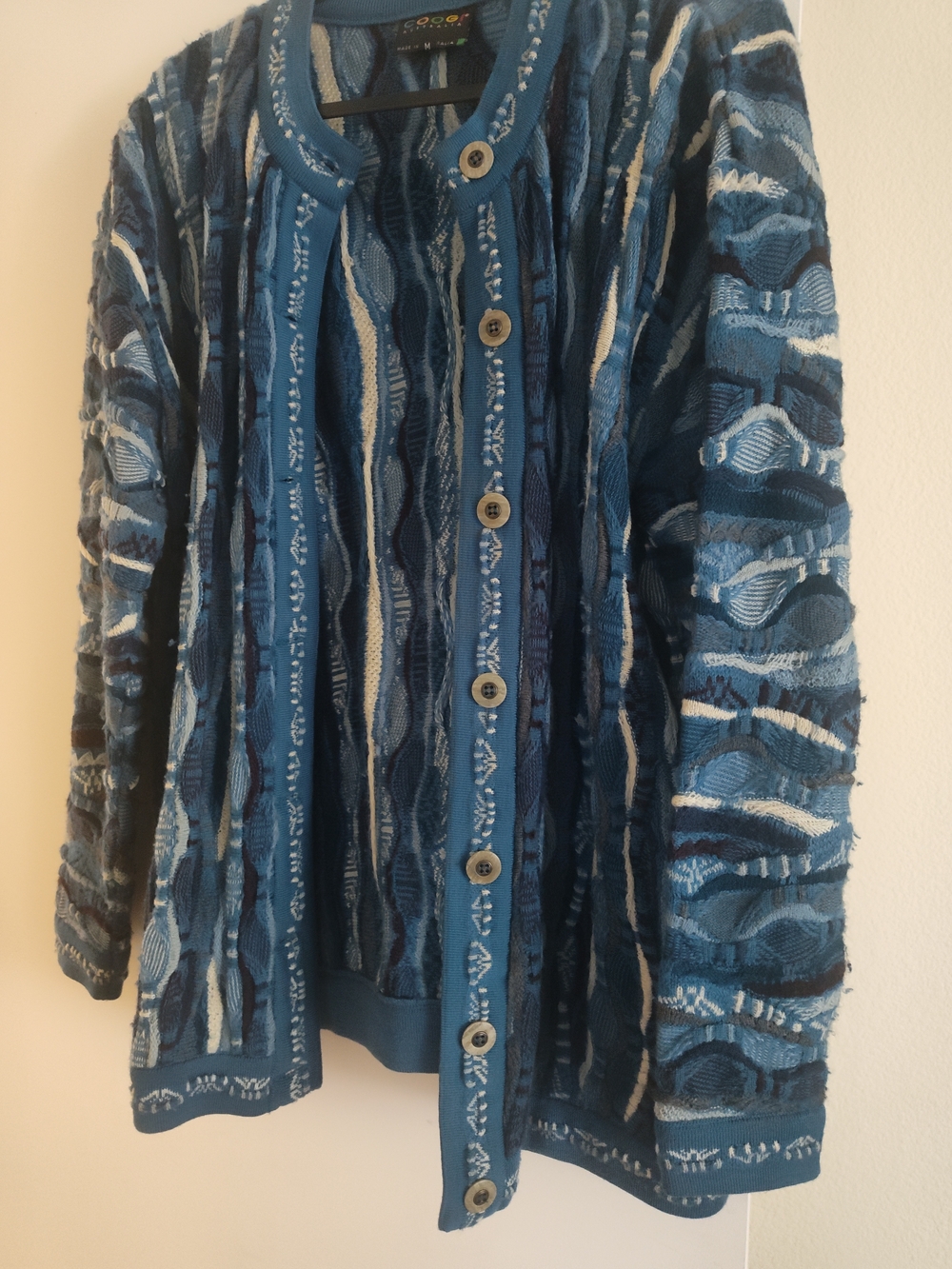 COOGI Blue Multi-Tone Textured Button-Front Jacket